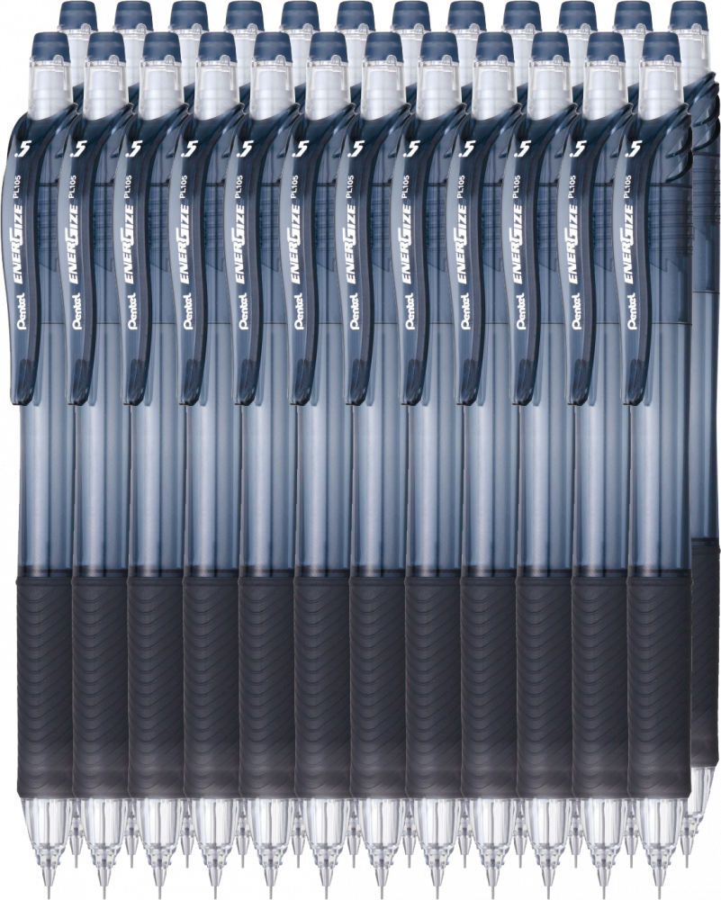 24x Ołówek automatyczny Pentel EnerGize PL105, 0.5mm, z gumką, czarny