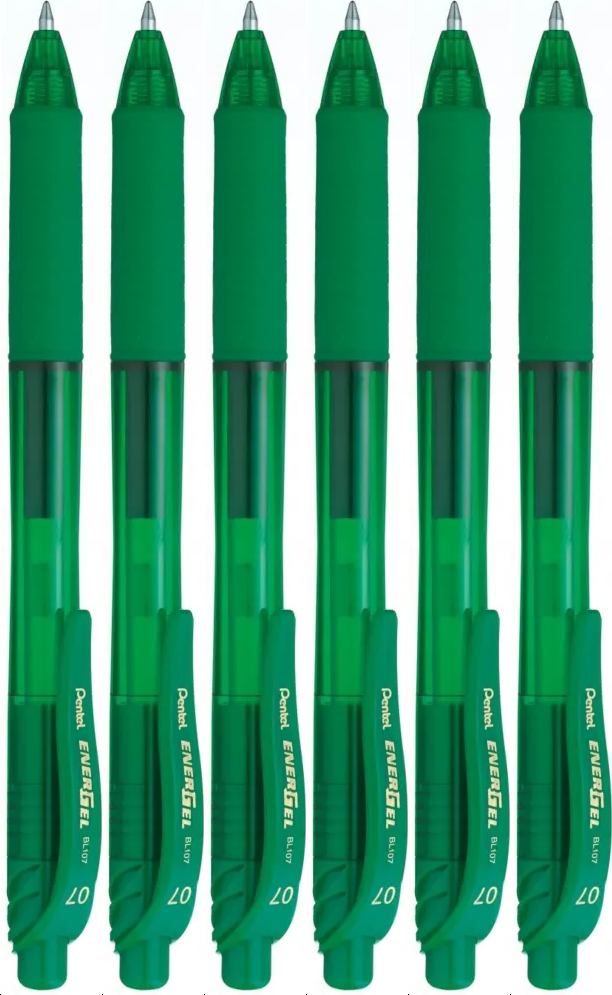 6x Pióro kulkowe automatyczne Pentel, EnerGel BL-107, 0.7mm, zielony