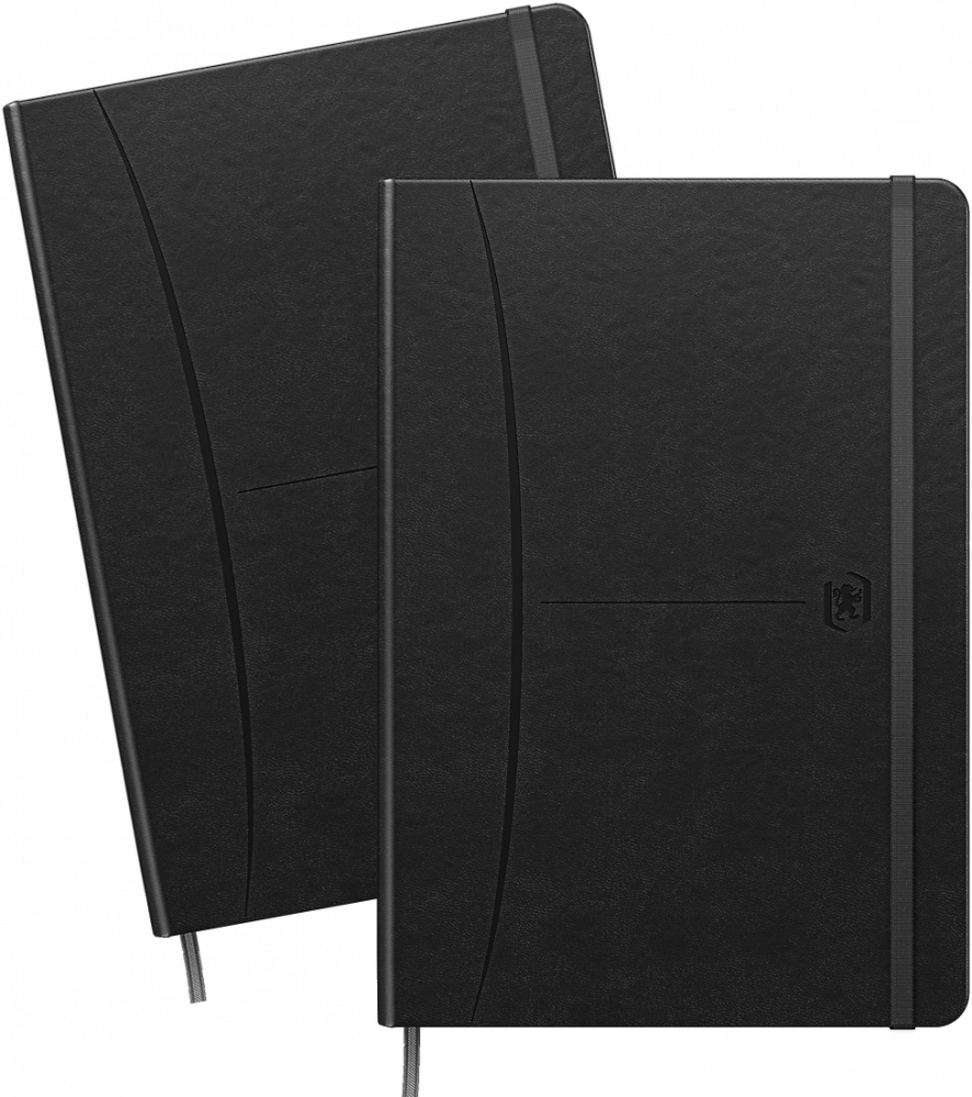 2x Notatnik w kratkę Oxford Signature, z gumką, A5, twarda oprawa, 80 kartek, czarny