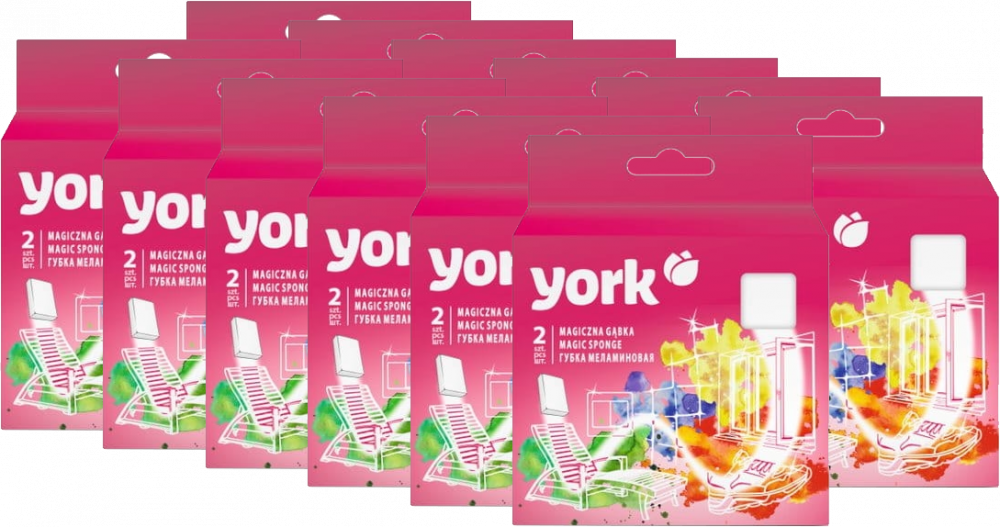 12x Gąbka uniwersalna York Magiczna, melamina, 11x6x2.5cm, 2 sztuki, biały