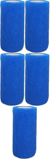 5x Opaska kohezyjna podtrzymująca Heltiso, 4 m x10 cm, 1 sztuka, niebieski