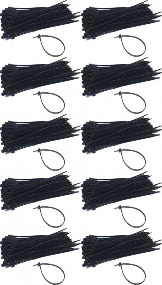 10x Opaska kablowa Erko, 7.6x400mm, 100 sztuk, czarny