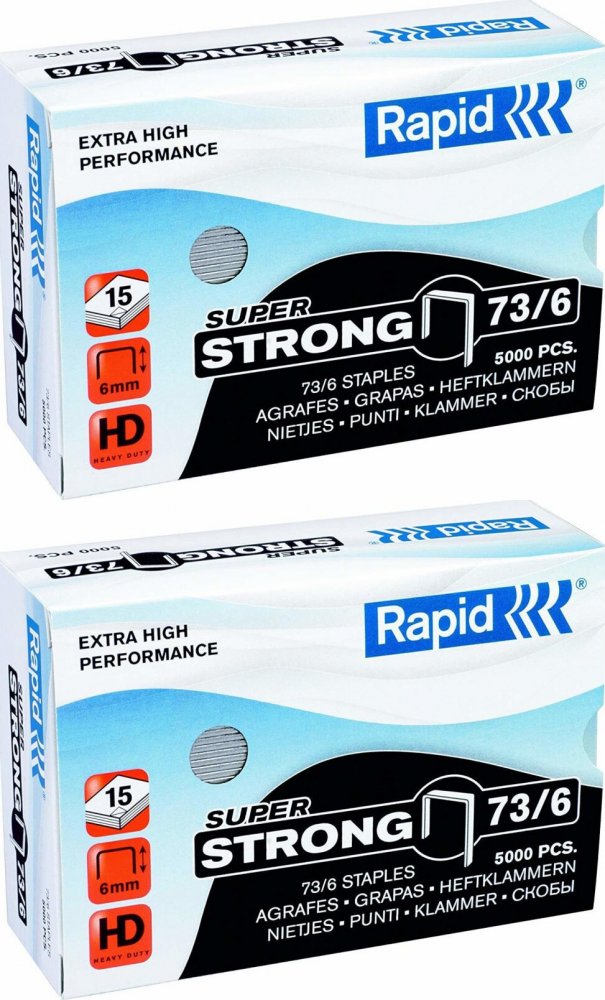 2x Zszywki Rapid Super Strong, 73/6, 5000 sztuk, srebrny