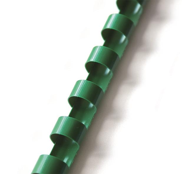 Grzbiety do bindowania Argo, plastik, 10mm, 100 sztuk, zielony