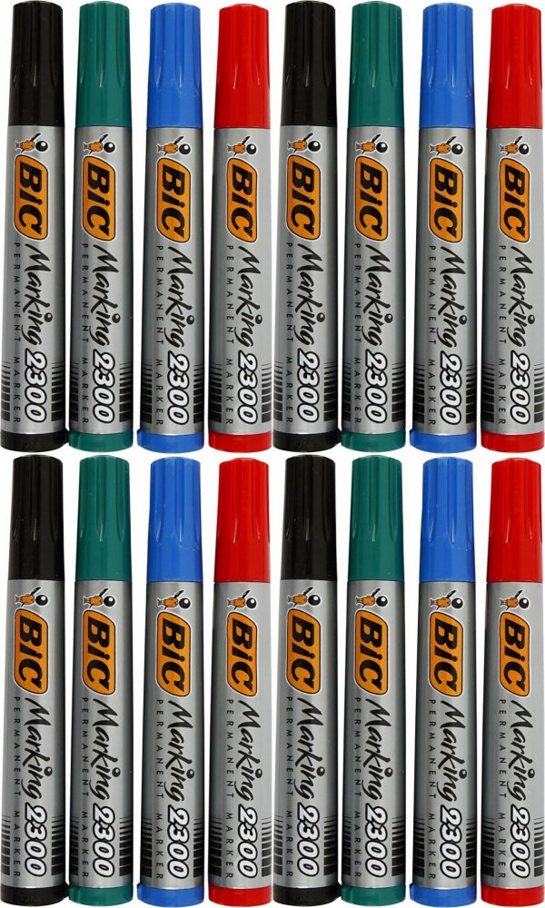 4x Marker permanentny Bic 2300, ścięta, 5mm, 4 sztuki, mix kolorów
