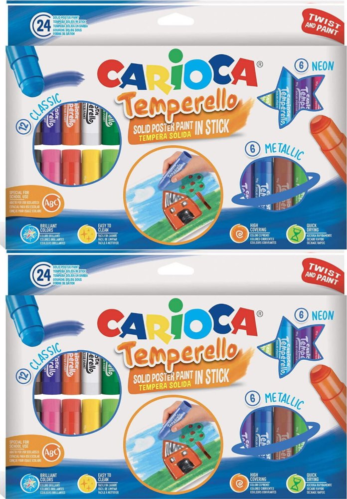 2x Farby w sztyfcie Carioca Temperello, 24 sztuk, mix kolorów