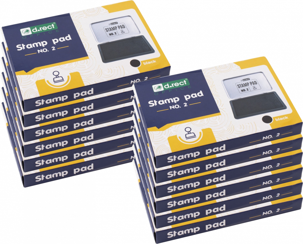 12x Poduszka do stempli D.Rect, nasączona tuszem, nr 2, 70x110mm, czarny
