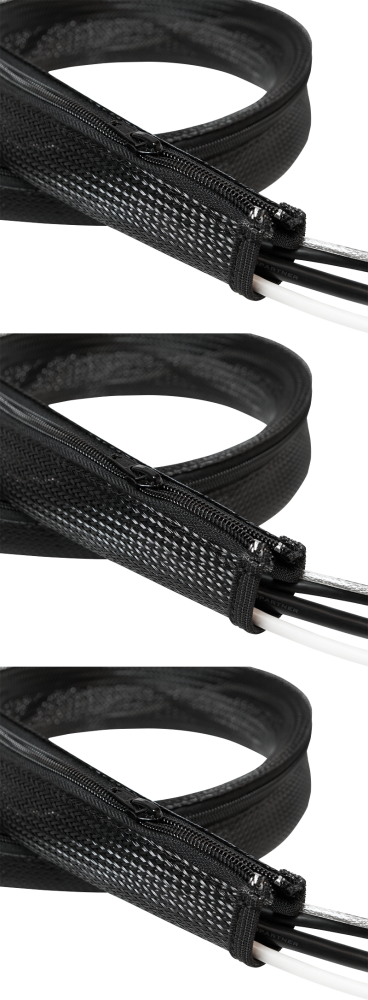 3x Organizer do kabli LogiLink, z suwakiem, 50mm x 1m, czarny