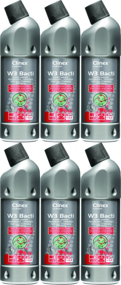 6x Preparat dezynfekująco-czyszczący Clinex W3 Bacti, 1l