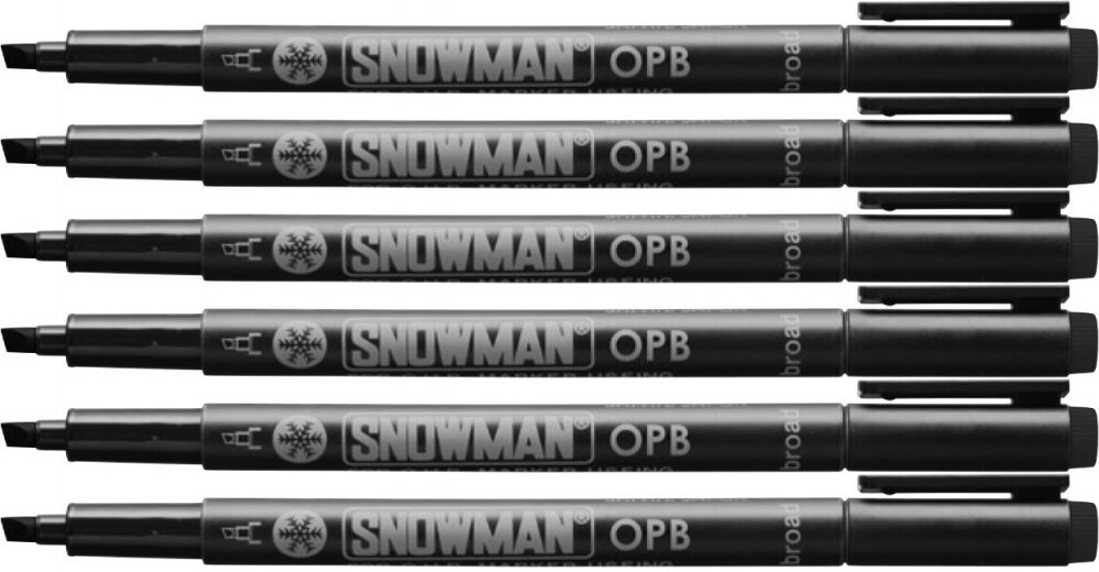 6x Foliopis permanentny Snowman OPB, ścięta, 4mm, czarny