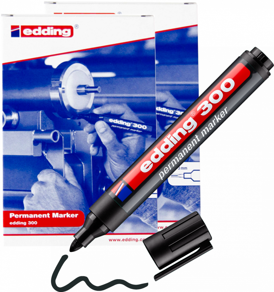 20x Marker permanentny edding 300, okrągła, 1.5-3mm, czarny