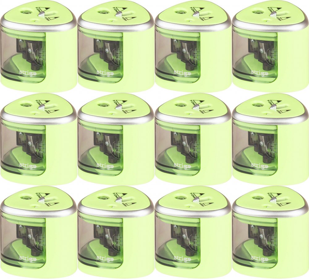 12x Temperówka elektryczna Strigo, z pojemnikiem, 2 otwory, jasnozielony