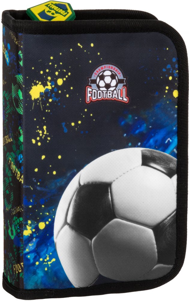 Piórnik szkolny Derform Piłka 20, 1-komorowy, z wyposażeniem, czarny