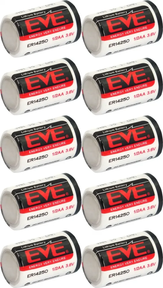 10x Bateria EVE ER14250 / LS14250, 3.6V, 1/2AA, 1 sztuka