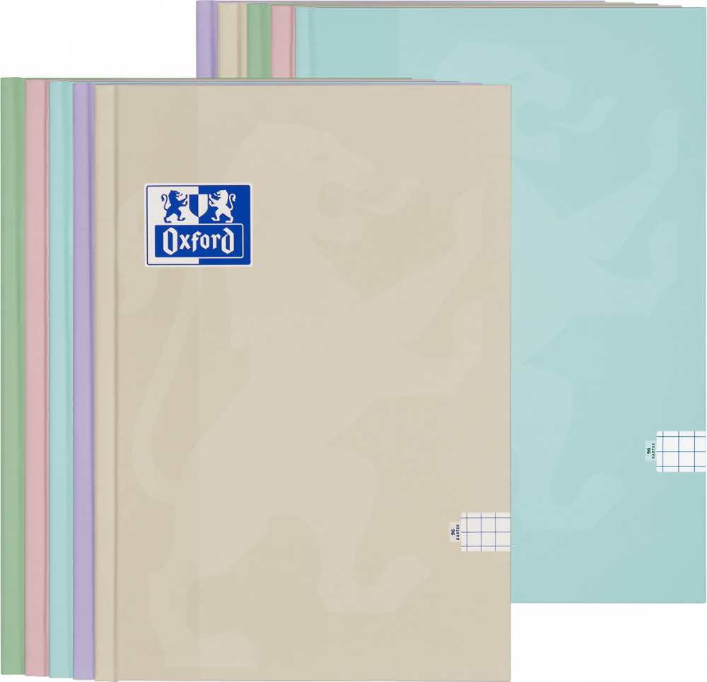 10x Brulion w kratkę Oxford Touch Pastel, A5, twarda oprawa, 96 kartek, mix kolorów pastelowych