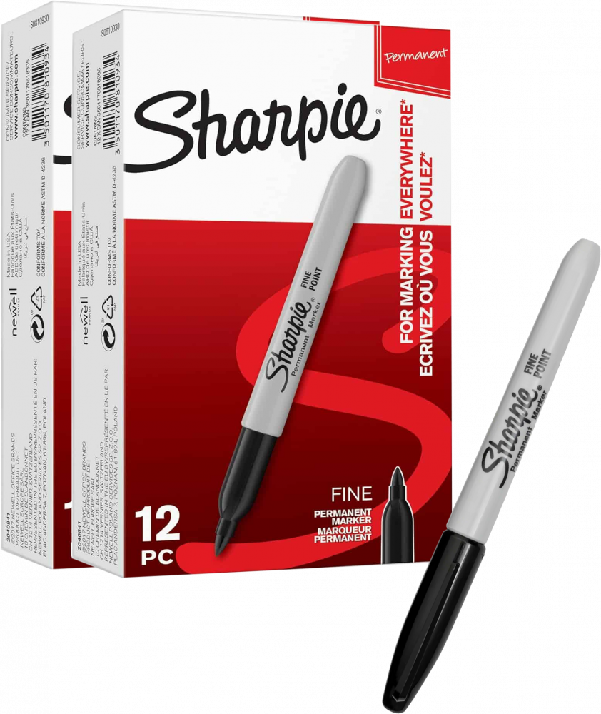 24x Marker permanentny Sharpie Fine, okrągła, 1mm, czarny