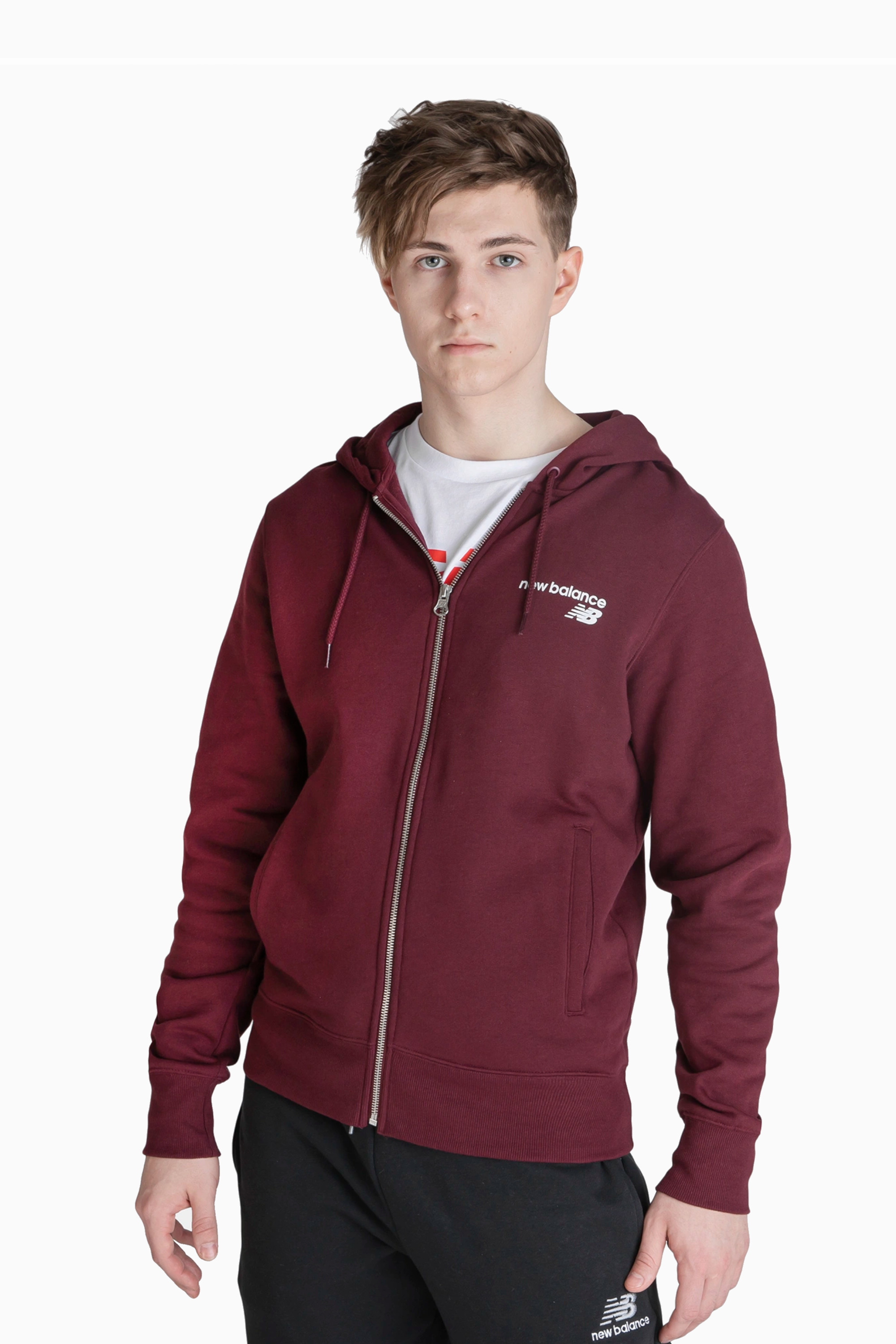 Bluza z kapturem New Balance Classic Core Fleece - Bordowy