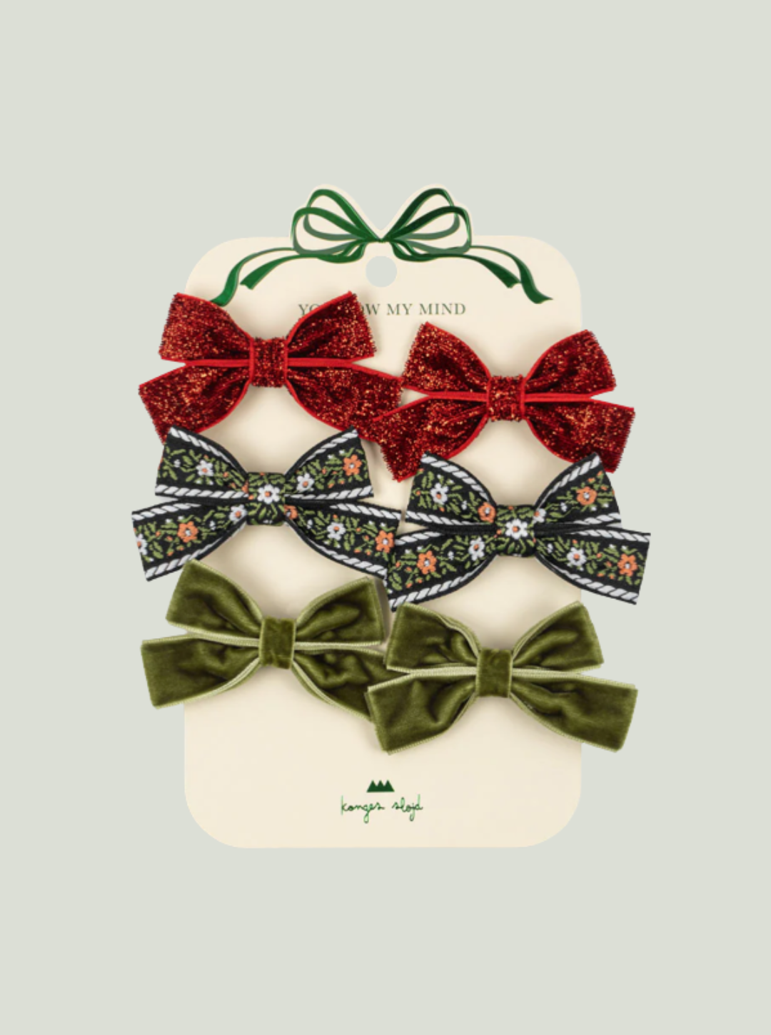 Spinka do włosów 6 PACK MICKI BOW HAIR CLIPS RED/GREEN Konges Sløjd