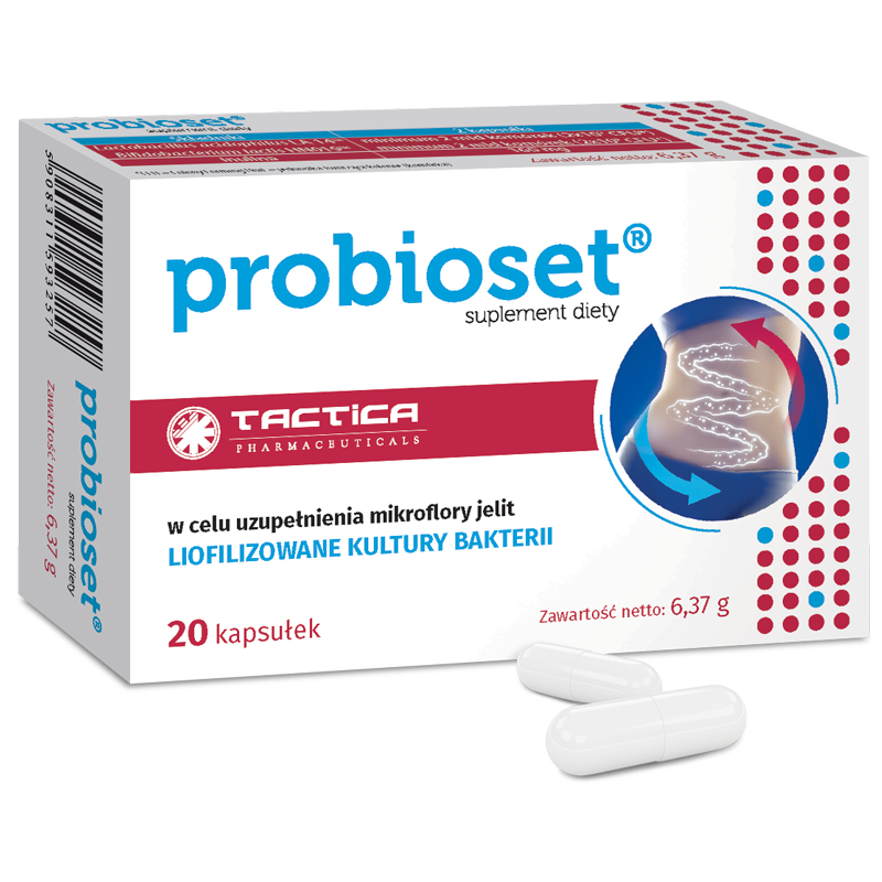 Probioset, synbiotyk, 20 kapsułek