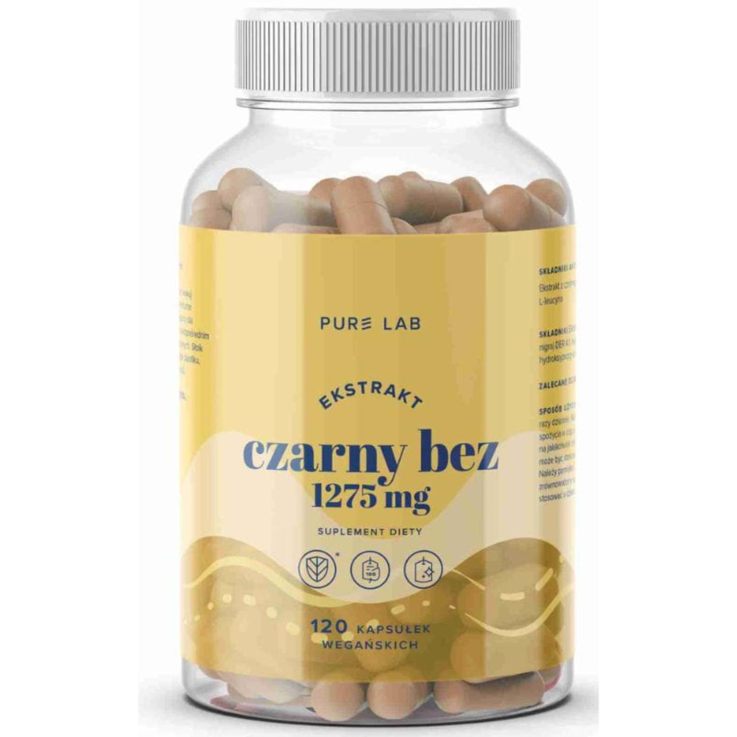 Aura herbals, pure lab ekstrakt z czarnego bzu 1275 mg, 120 kapsułek (data ważności: 22.04.2026)