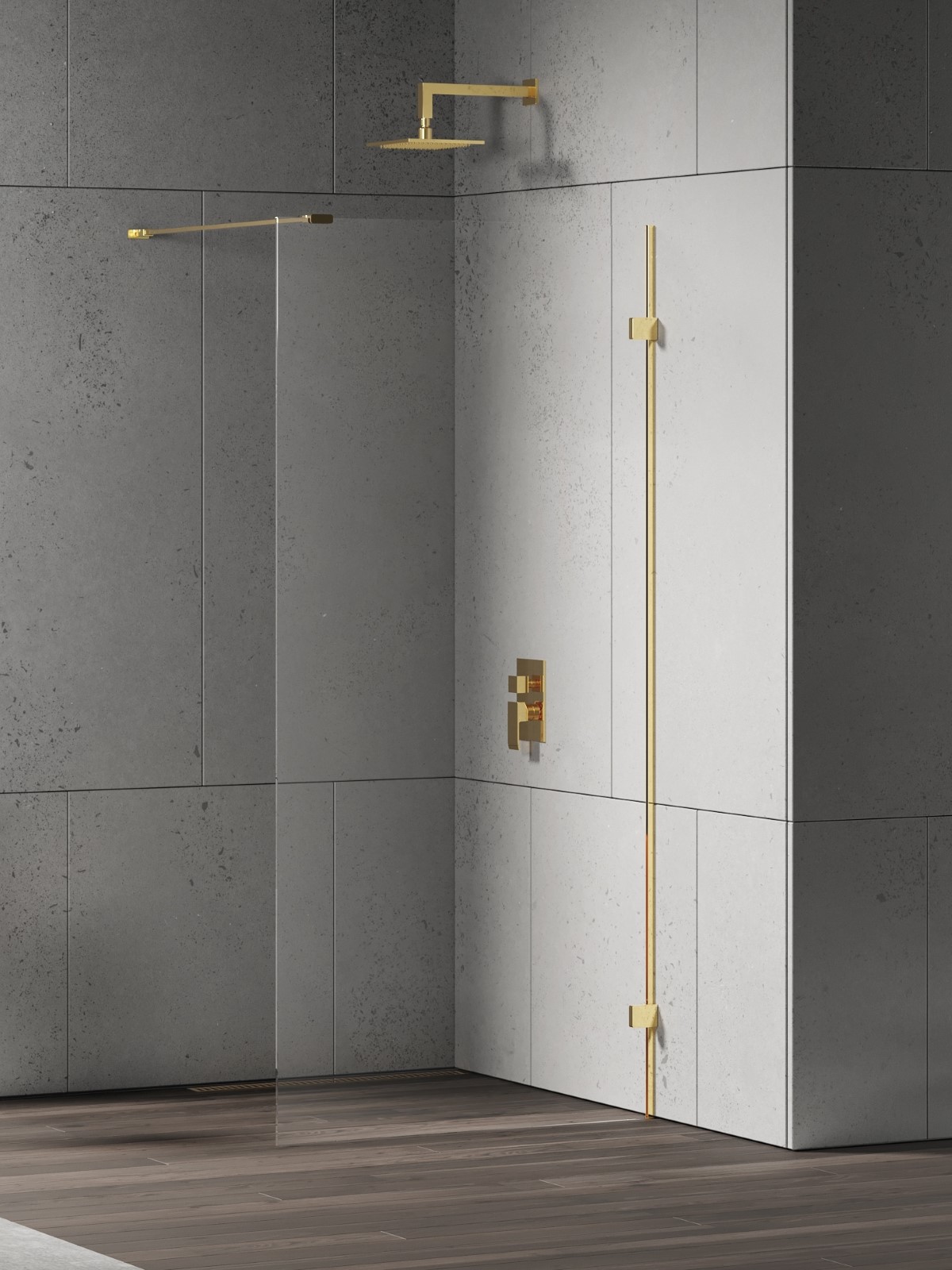 New Trendy Eventa Gold Shine ścianka prysznicowa walk-in 130 cm złoty połysk/szkło przezroczyste EXK-4844
