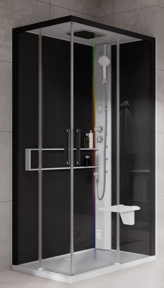 Novellini Glax 2 2.0 A kabina z hydromasażem 100x80 cm prawa parowa z brodzikiem biała G22A108DT5-1UH