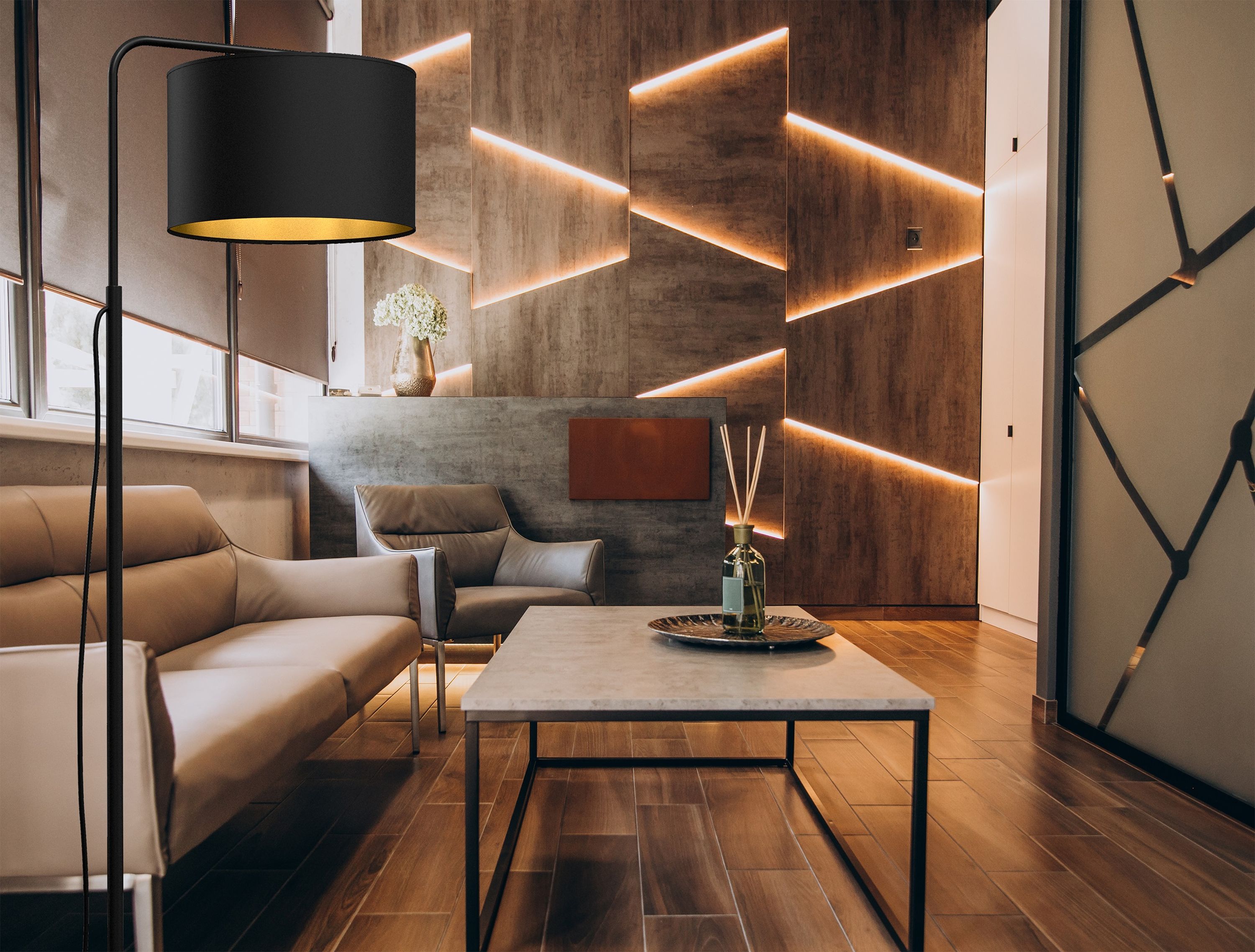 Luminex Arden lampa stojąca 1x60W czarny/złoty 3499