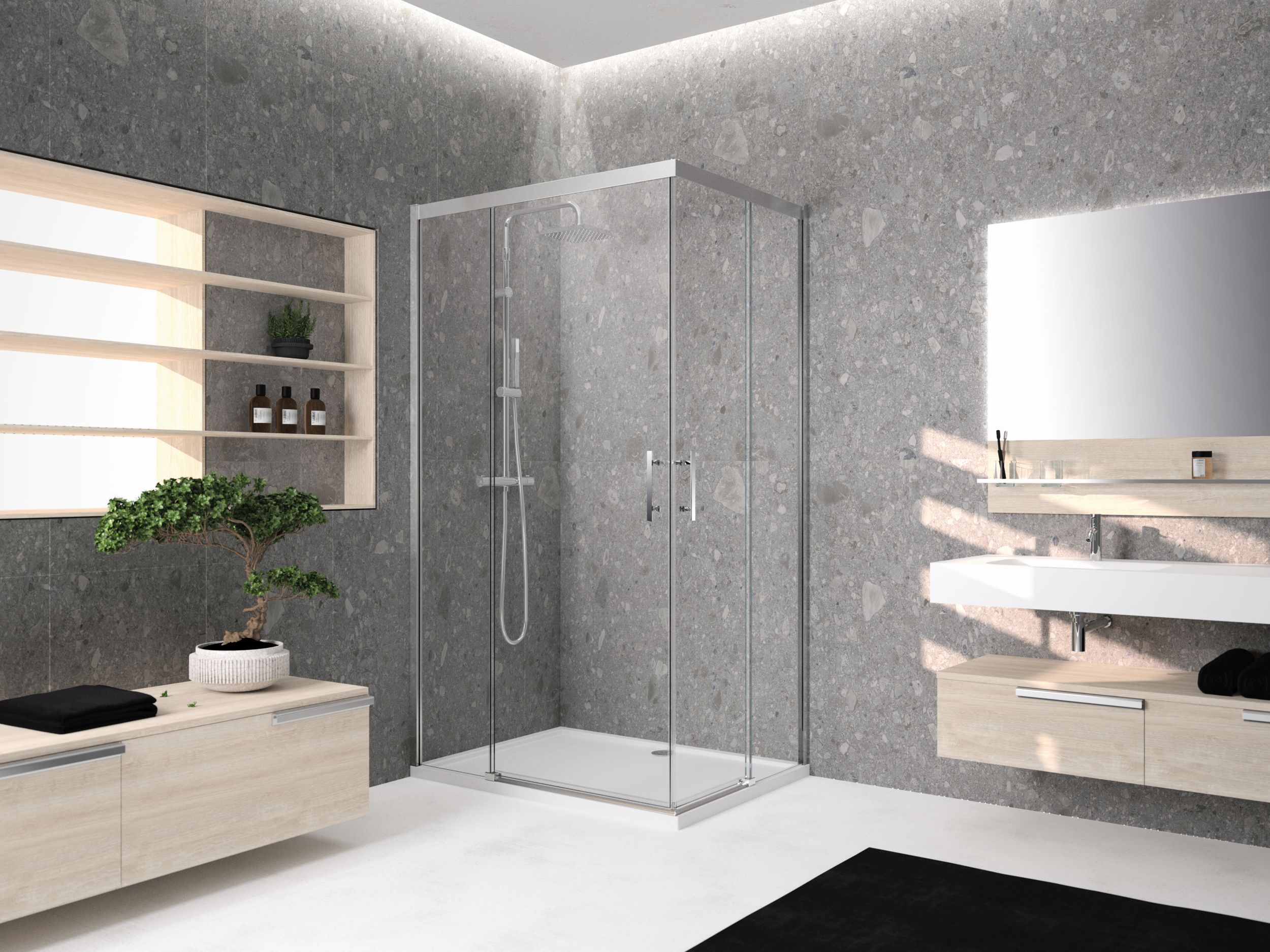 Novellini Kali A-H drzwi prysznicowe 116 cm częściowe 1/2 srebrny/szkło przezroczyste KALIAH116L-1B