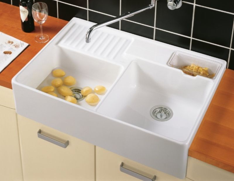 Villeroy & Boch Double-Bowl zlewozmywak ceramiczny 89,5x63 cm CeramicPlus Weiss Alpin Glossy 632391R1 - Wysyłka w 24h