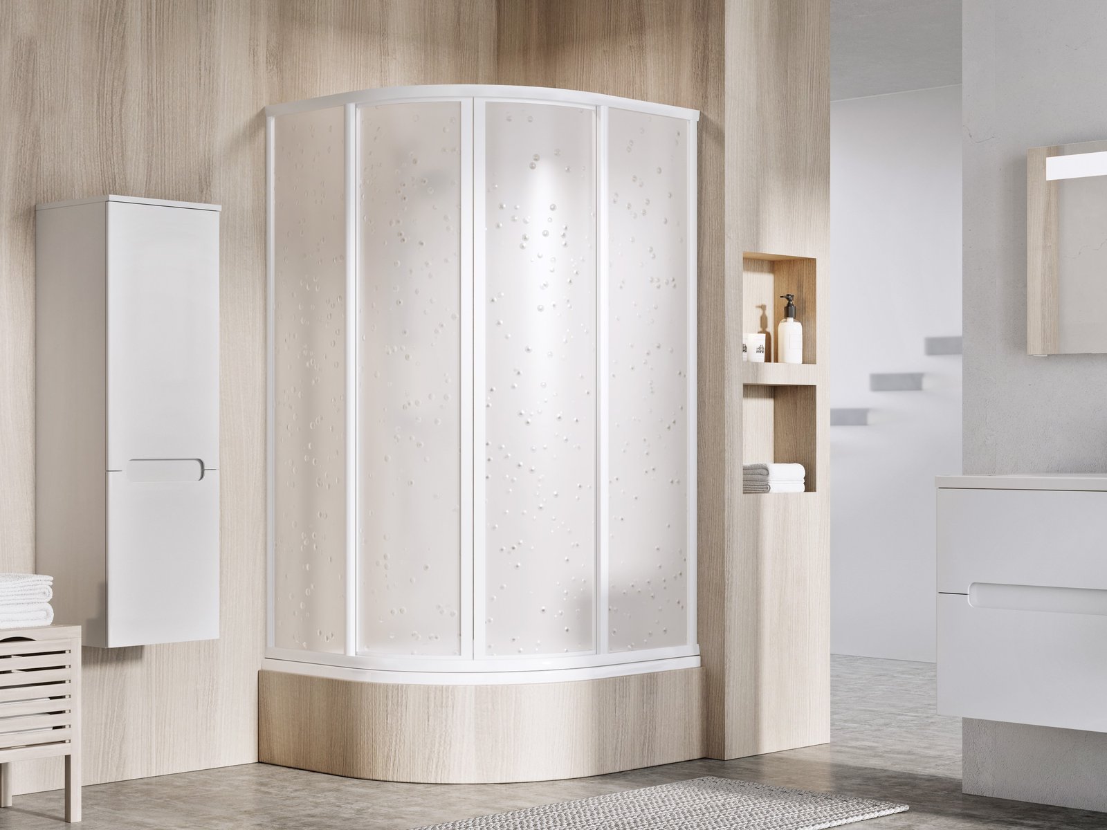 Ravak Supernova Sabina SKCP4-90 kabina prysznicowa 90 cm półokrągła biała/pearl 31177V10011