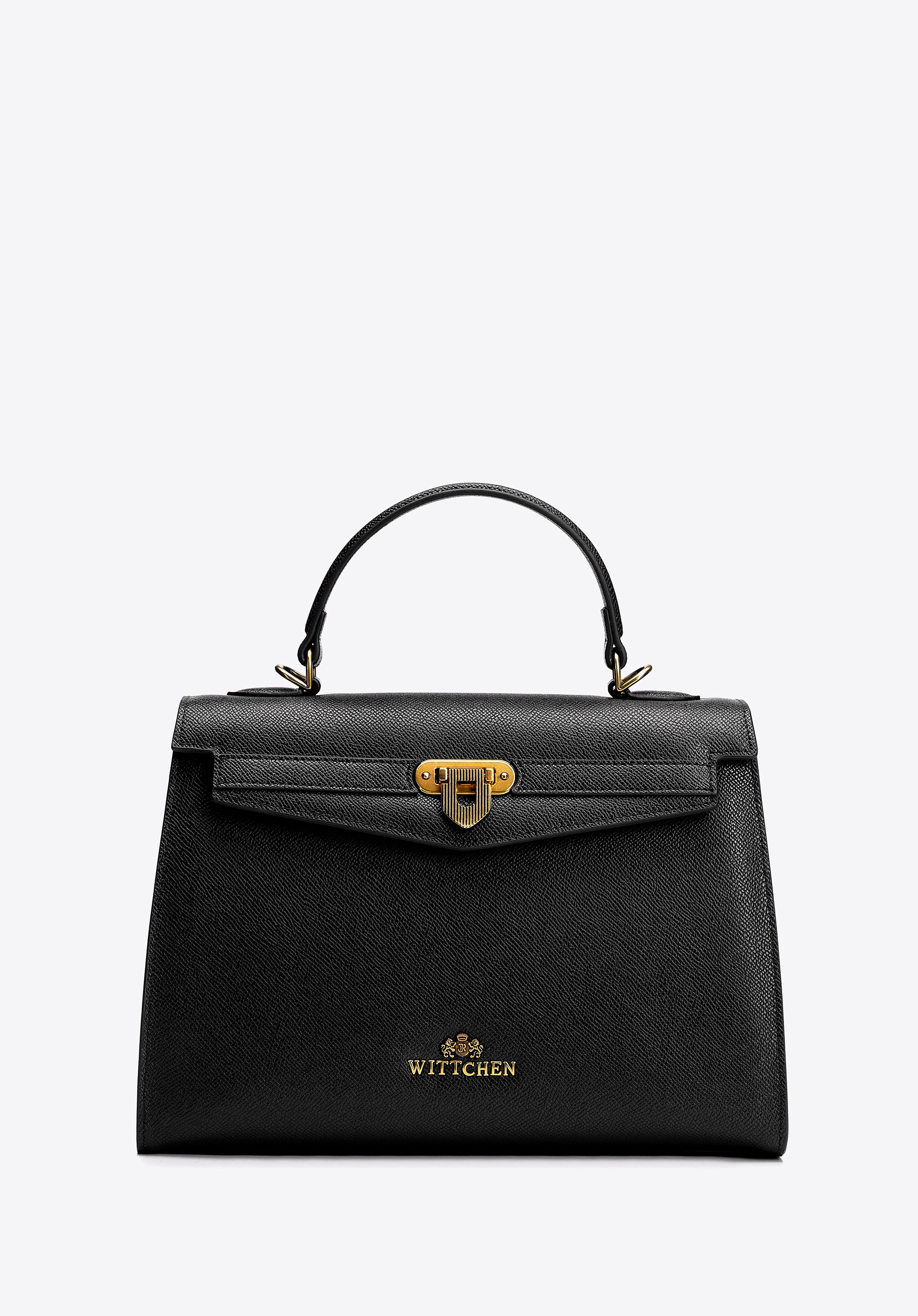 Kuferek ze skóry naturalnej z dekoracyjnym zapięciem czarny