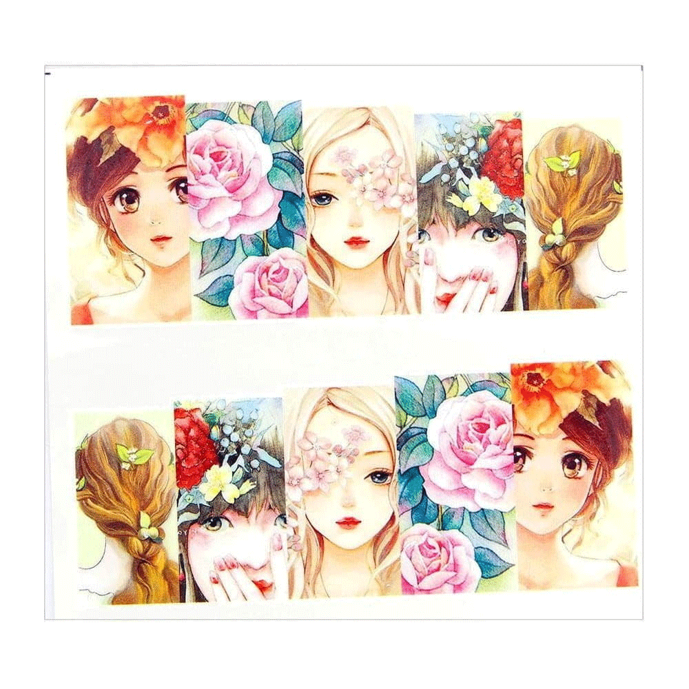 Naklejki wodne do paznokci arkusz 7 x 6,5 cm na 10 palców c Nr 211