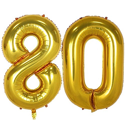 Balony Foliowe Cyfra "80", 100 cm, złoty