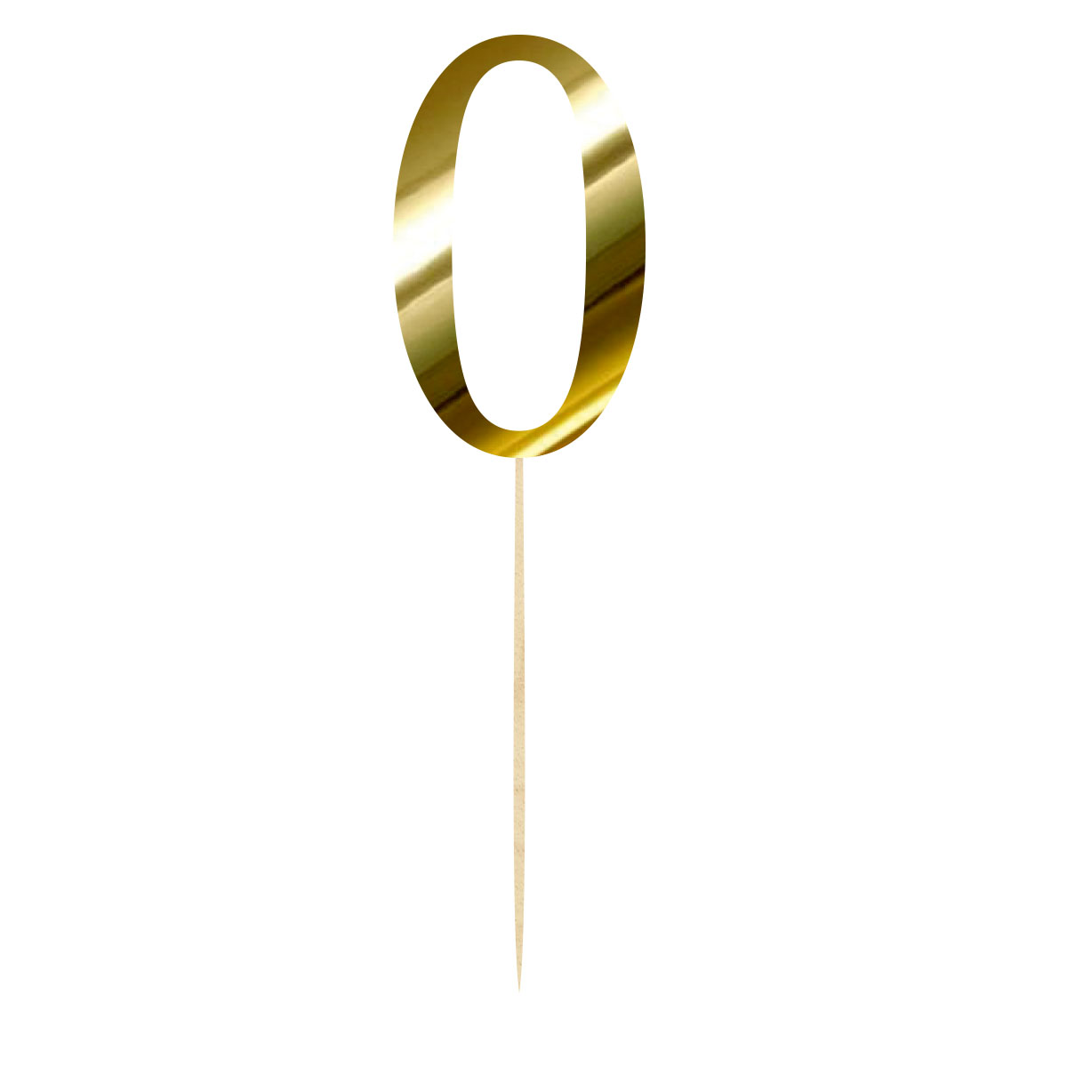 Topper na urodziny cyfra 0 złota dekoracja na tort pik lustrzane złoto