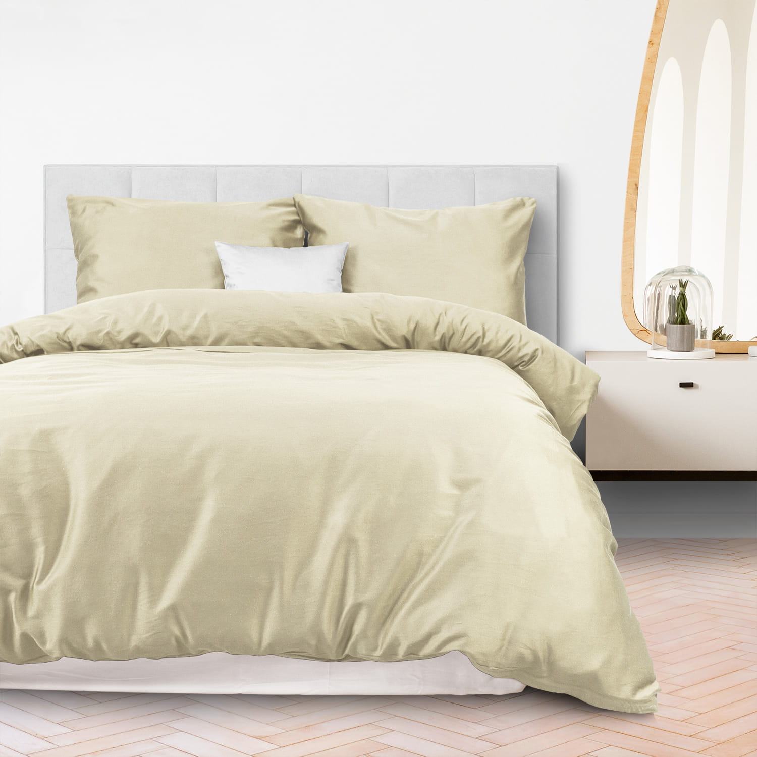 Pościel bawełniana 180x200 satyna kolor krem