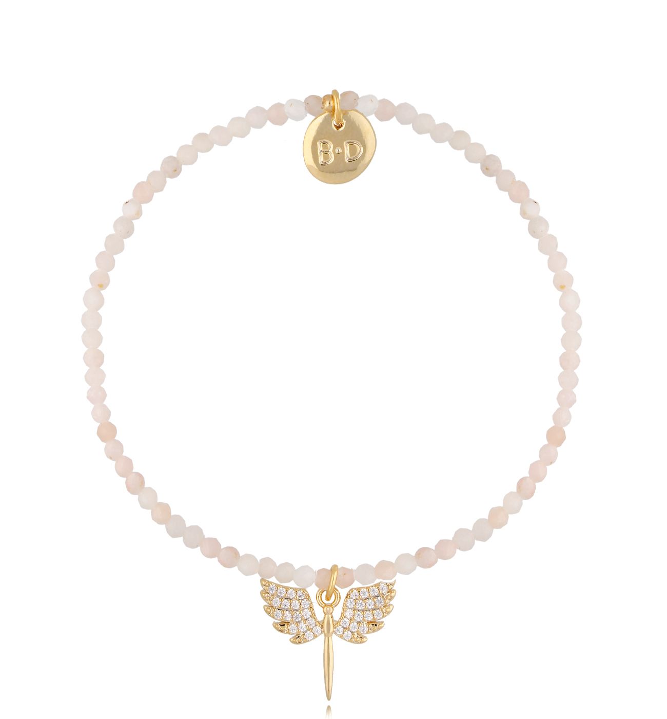 Bransoletka z różowymi opalami i skrzydłami Lifestyle - By Dziubeka