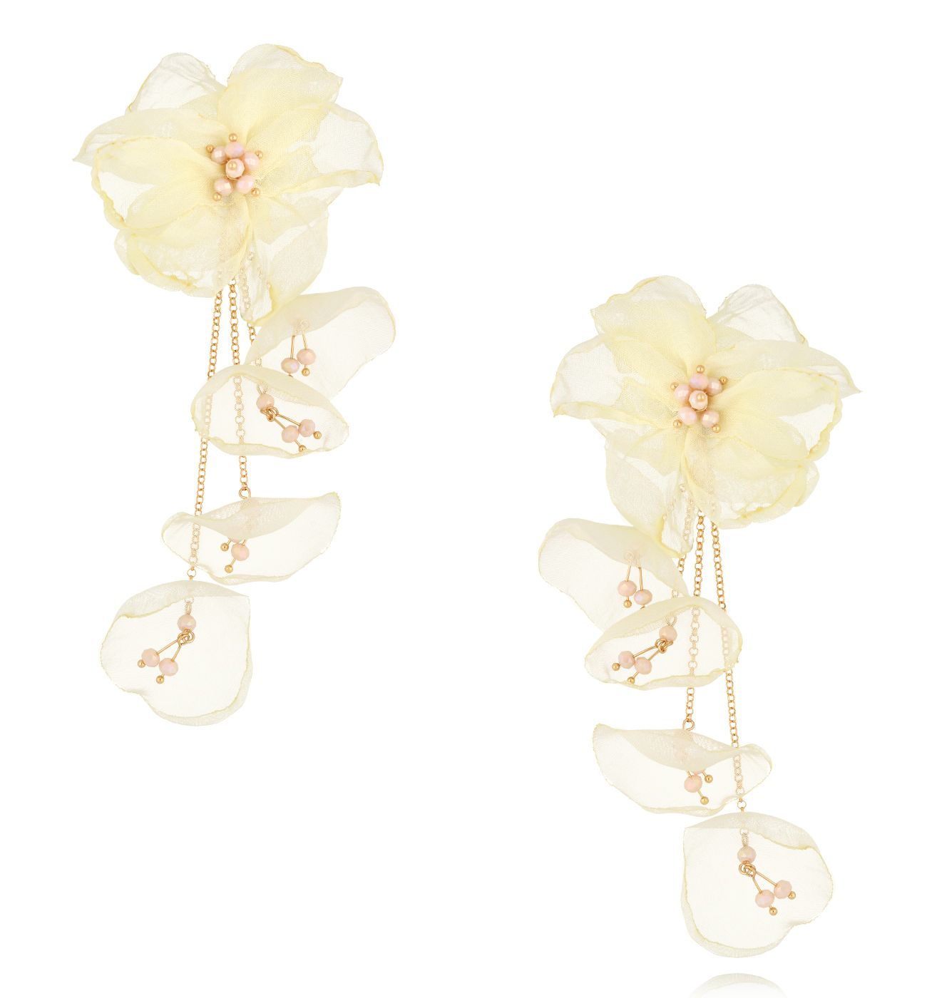 Kolczyki z tkaniny kremowe KBL2033