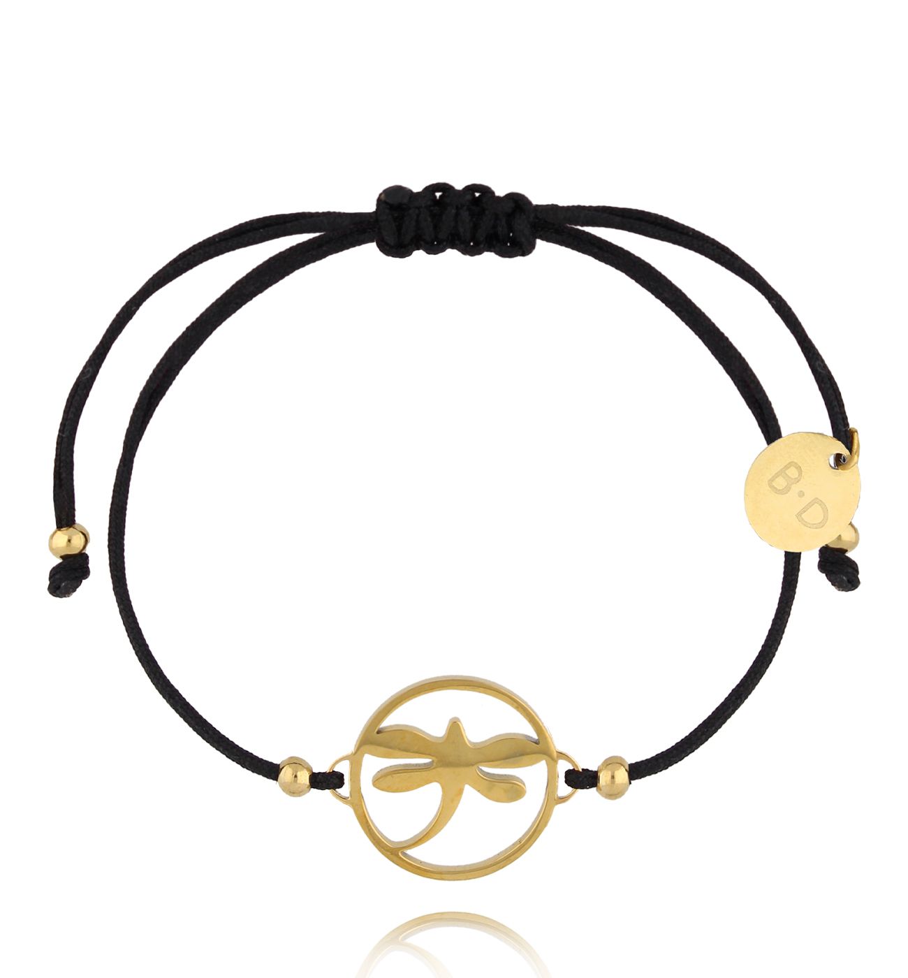 Bransoletka czarna ze złotą ważką Dragonfly BGL0874 - By Dziubeka