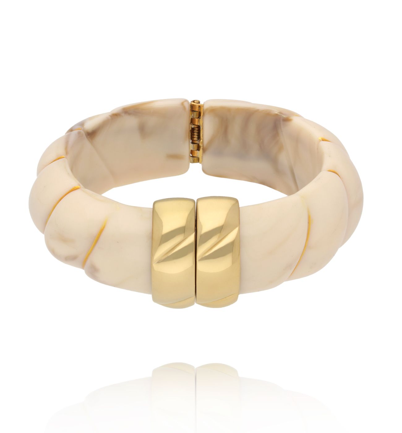 Bransoletka w odcieniu mlecznego beżu ze złotym zapięciem BEU0003 - By Dziubeka