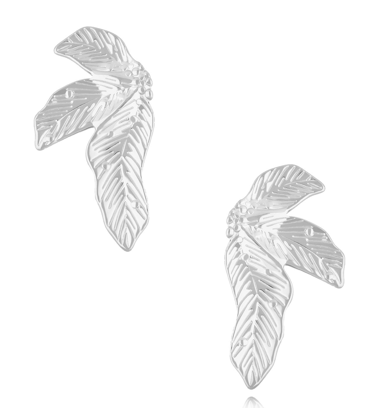 Kolczyki liście srebrne Textured Leaf KSA2125