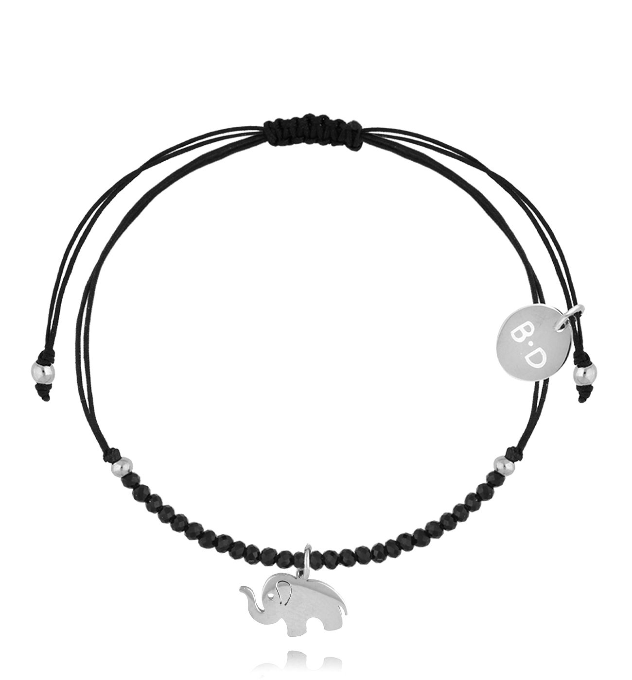 Bransoletka z turmalinami i srebrnym słonikiem Successo BMT0101 - By Dziubeka