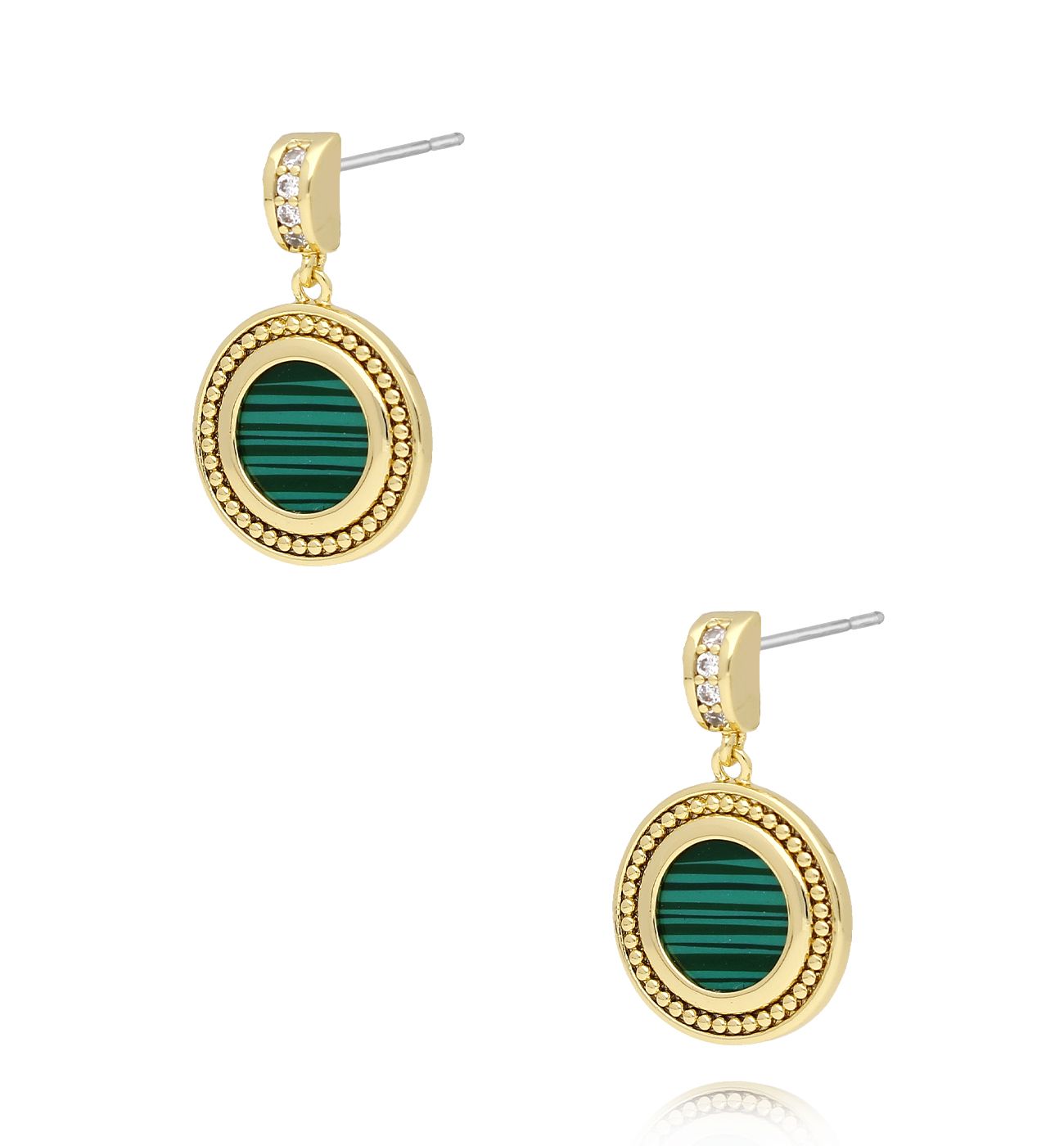 Kolczyki okrągłe z zielonym oczkiem KLU0027