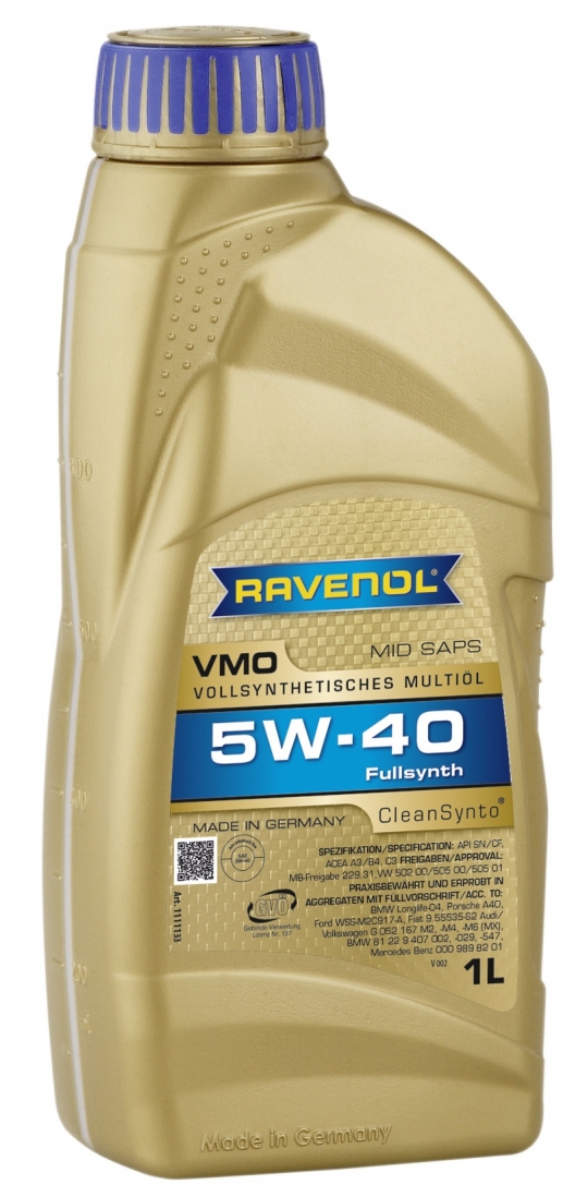 RAVENOL VMO 5W40 CLEANSYNTO SN/CF C3 505.01 1L - Petrostar