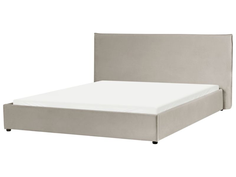 Łóżko wodne Welur Lavaur 180 x 200 cm Beżowoszary 1 szt.