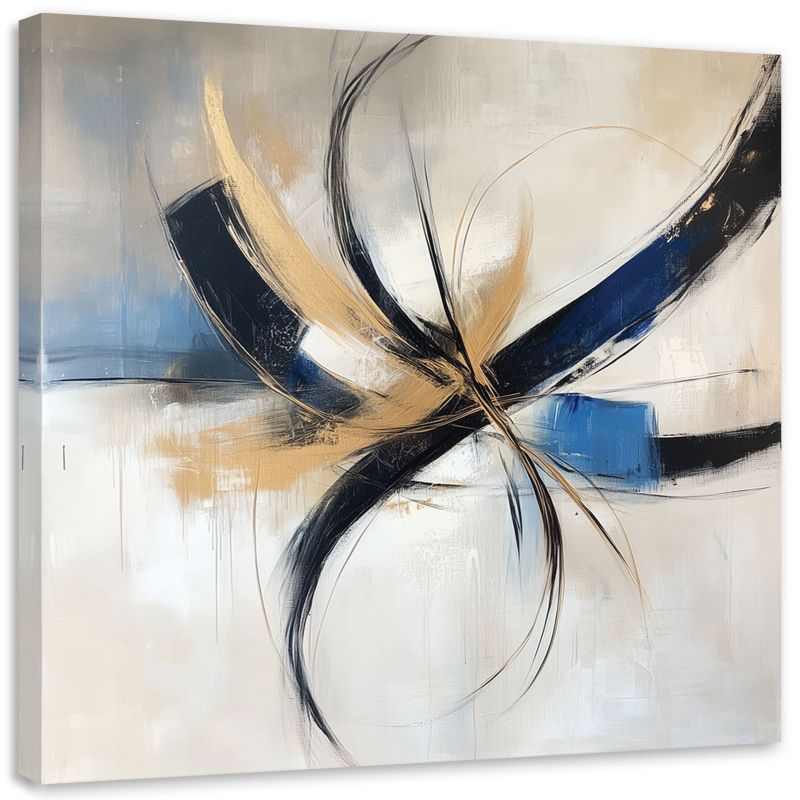 Obraz do salonu sypialni Feeby Abstrakcja beżowy niebieski 60x60cm 1szt