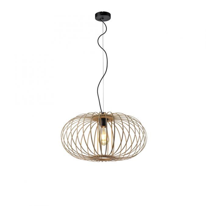 Lampa wisząca Leuchten Direkt Racoon 6810 czarna-jasne drewno boho 1xE27 x 40W 1 szt.