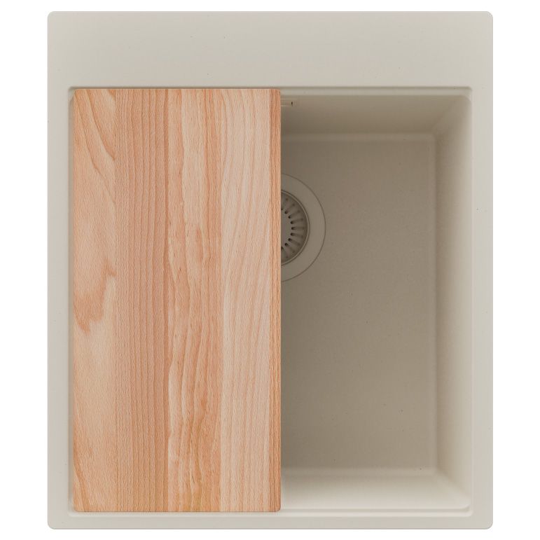 Zlewozmywak Oslo PRIMAGRAN Nablatowy 43x50cm do szafki od 45cm, Beżowy + Syfon + Deska, S192, 1 szt.