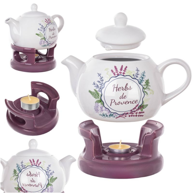 Dzbanek KADAX ceramiczny z podgrzewaczem 1L biało-fioletowy 1 szt.