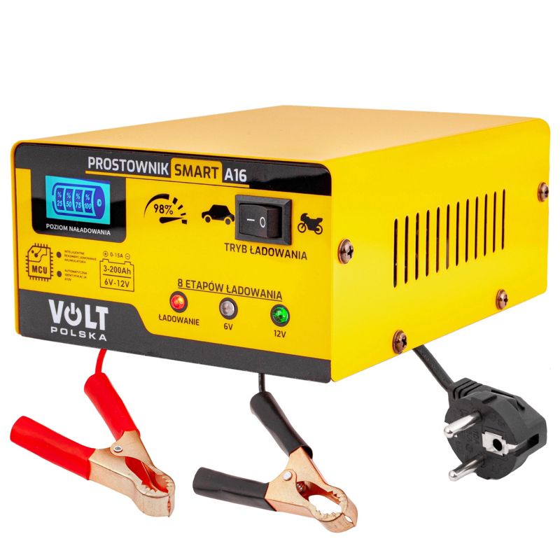 Prostownik ładowarka do akumulatora VOLT POLSKA LCD 6/12V 15A SMART A16 1szt.