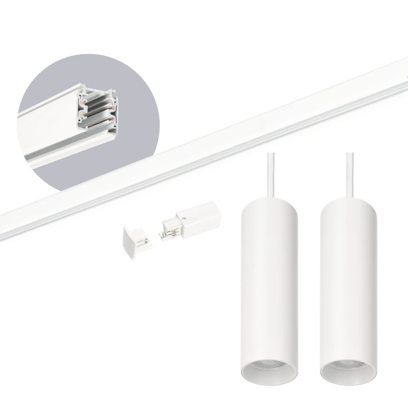 Oświetlenie szynowe 3 fazowe Kobi szyna 2m, 2x Lampa wisząca 1kpl.